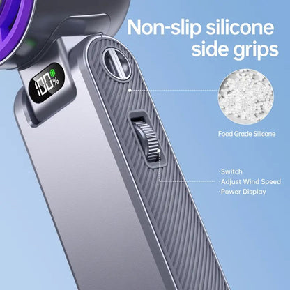 ❄️ 20°F Instant Cooling Handheld Fan | 199 Speeds, 5500mAh, 150° Foldable