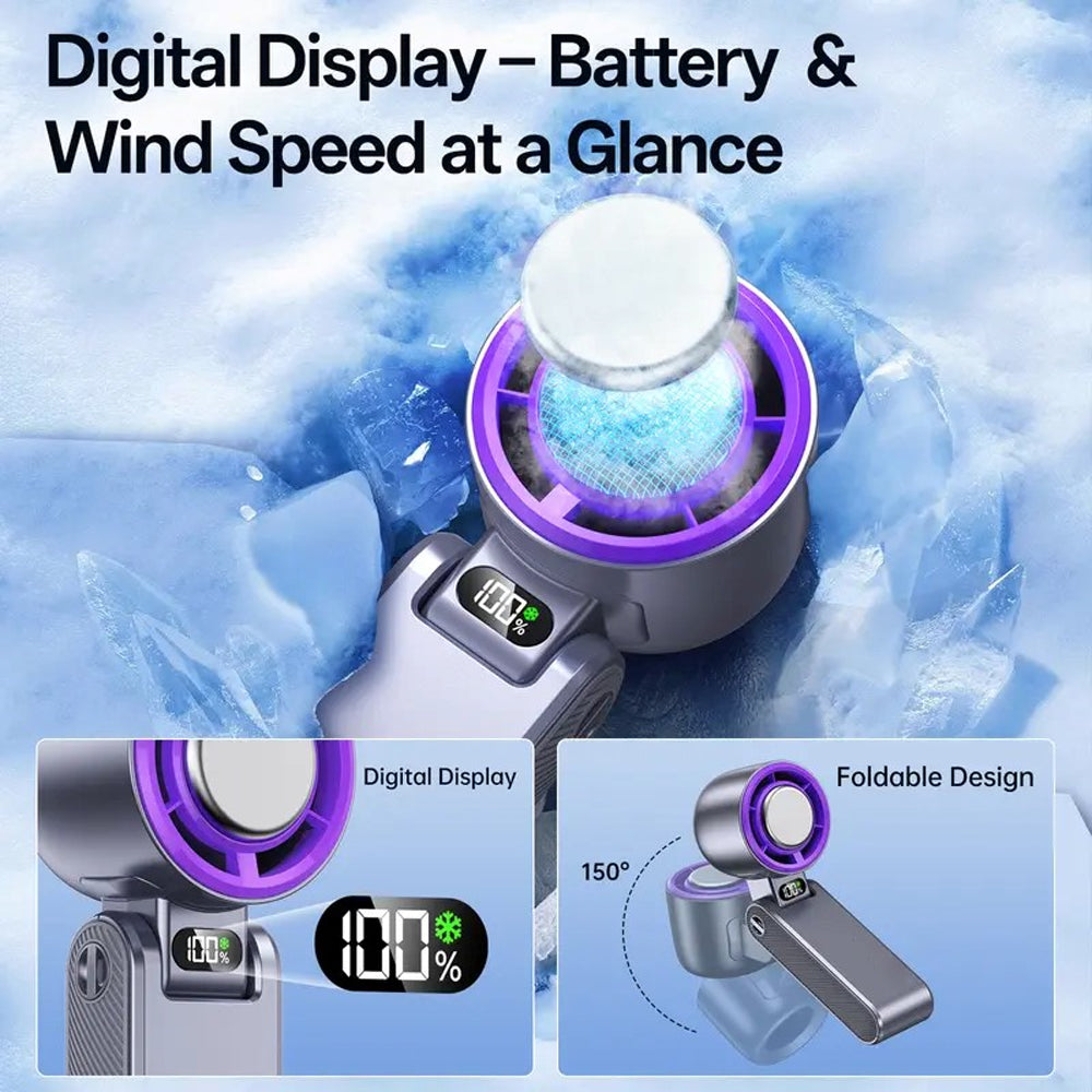 ❄️ 20°F Instant Cooling Handheld Fan | 199 Speeds, 5500mAh, 150° Foldable