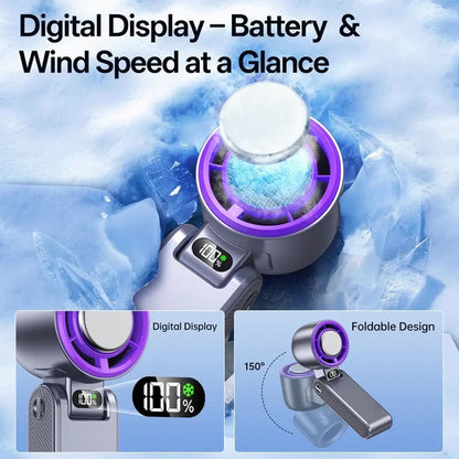 ❄️ 20°F Instant Cooling Handheld Fan | 199 Speeds, 5500mAh, 150° Foldable