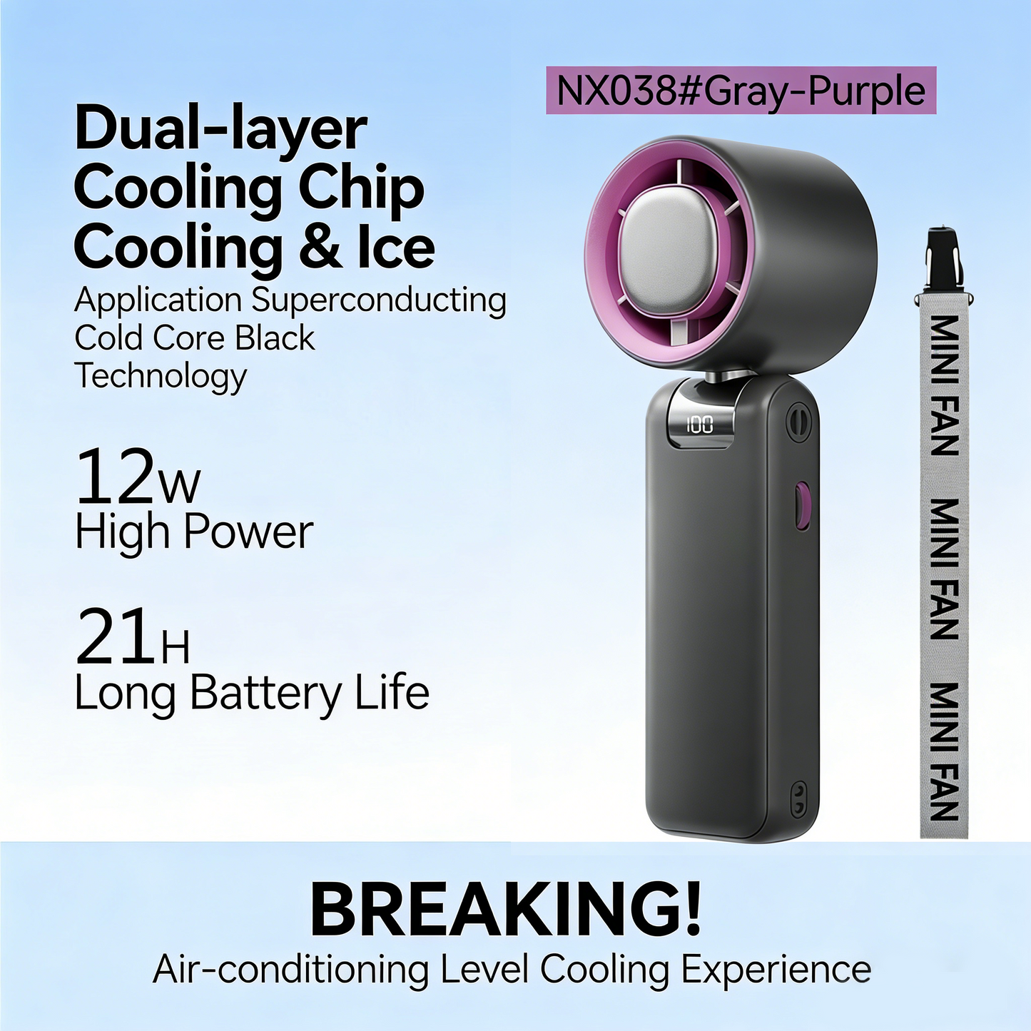 ❄️ 20°F Instant Cooling Handheld Fan | 199 Speeds, 5500mAh, 150° Foldable