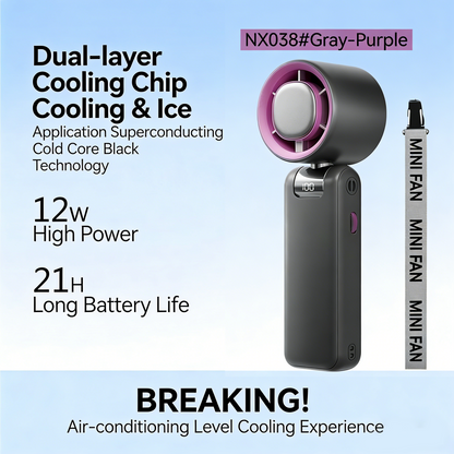 ❄️ 20°F Instant Cooling Handheld Fan | 199 Speeds, 5500mAh, 150° Foldable