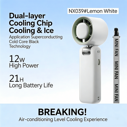 ❄️ 20°F Instant Cooling Handheld Fan | 199 Speeds, 5500mAh, 150° Foldable