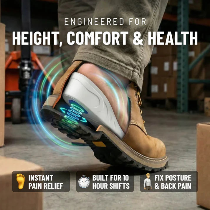 Up to 1.4 inches taller · All-day comfort · Nobody notices 3/4-length heel lift · Fits any shoe without sizing up