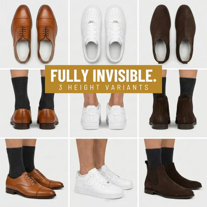 Up to 1.4 inches taller · All-day comfort · Nobody notices 3/4-length heel lift · Fits any shoe without sizing up